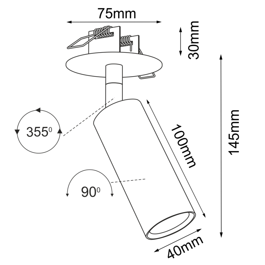 Brosline - Upotettava kohdevalaisin 1xGU10/4W/230V valkoinen