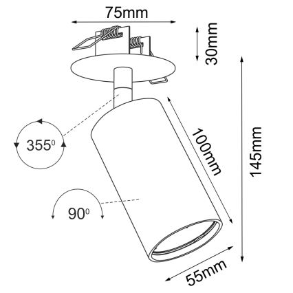 Brosline - Upotettava kohdevalaisin 1xGU10/10W/230V musta