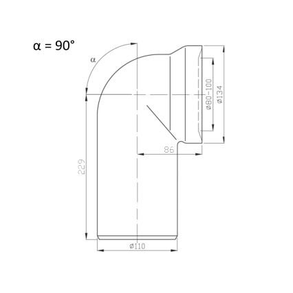 Bruckner - 90° wc-istuimen liitin 11 cm valkoinen