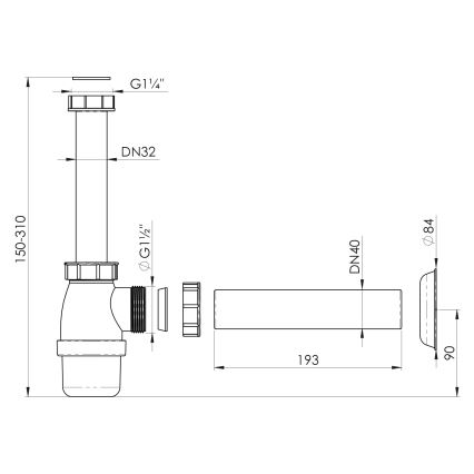 Bruckner - Altaan ansa DN40 valkoinen