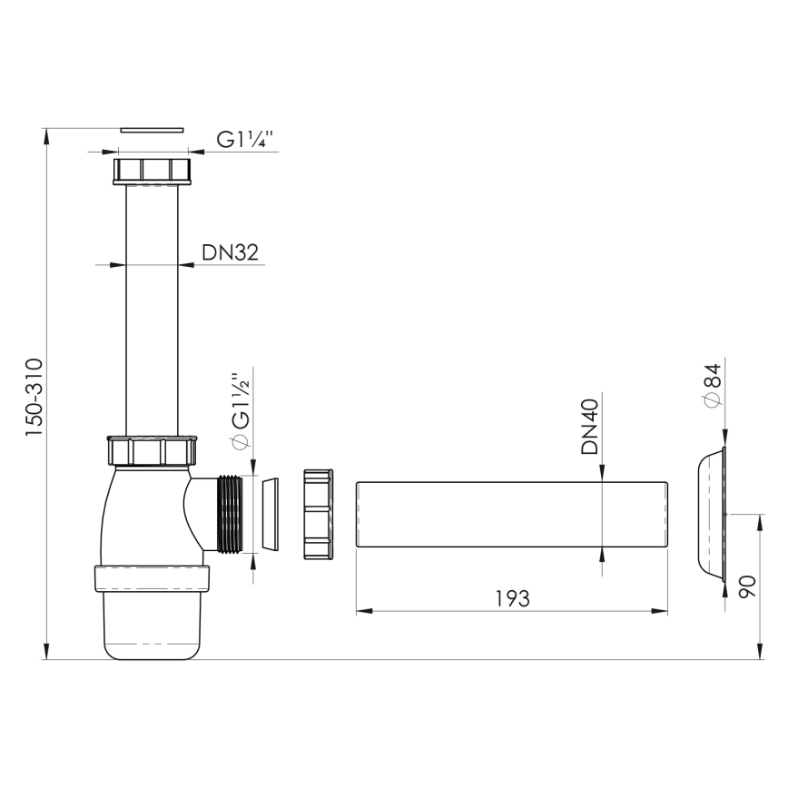 Bruckner - Altaan ansa DN40 valkoinen