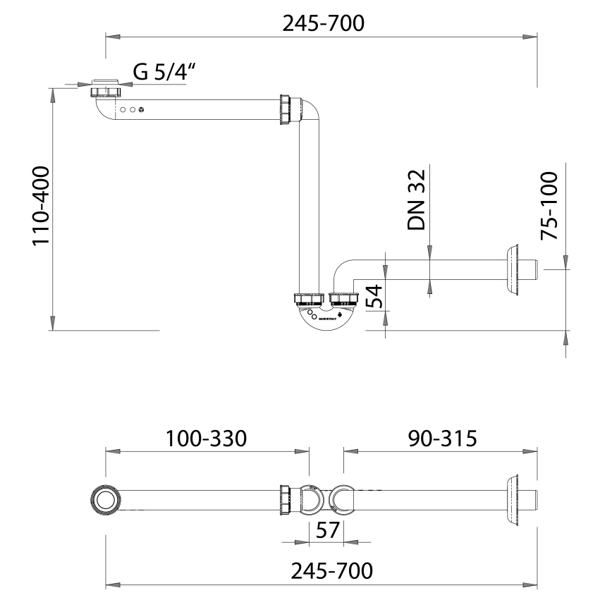 Bruckner - Altaan ansa huonekalu DN32 valkoinen