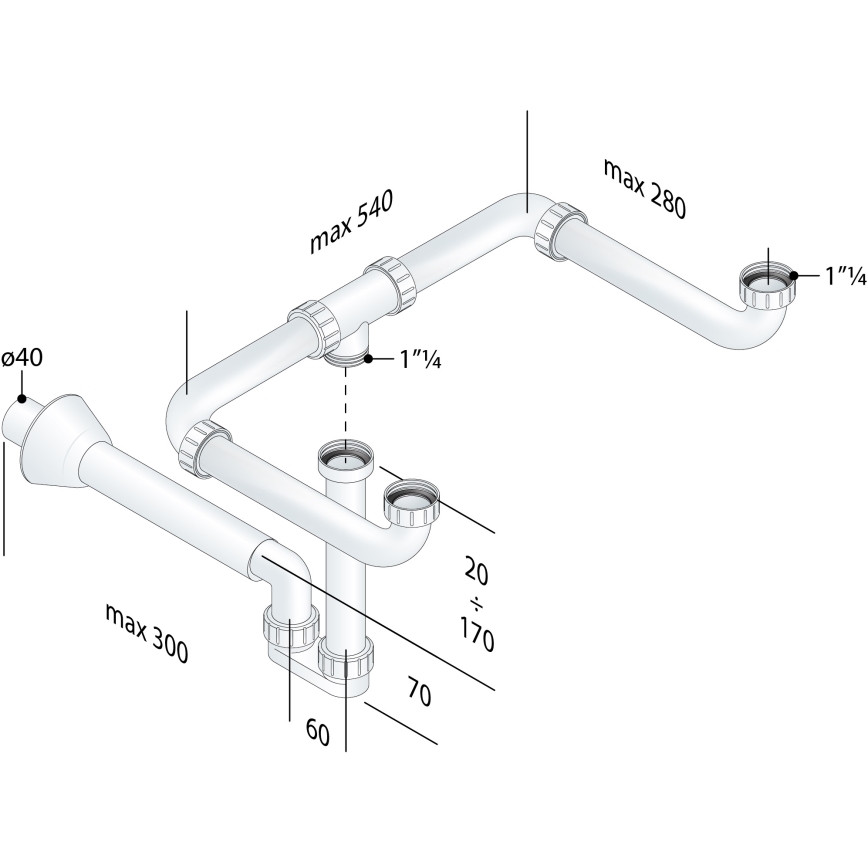 Bruckner - Altaan ansa kaksoisaltaalle huonekalu MOSQUITO DN40 valkoinen