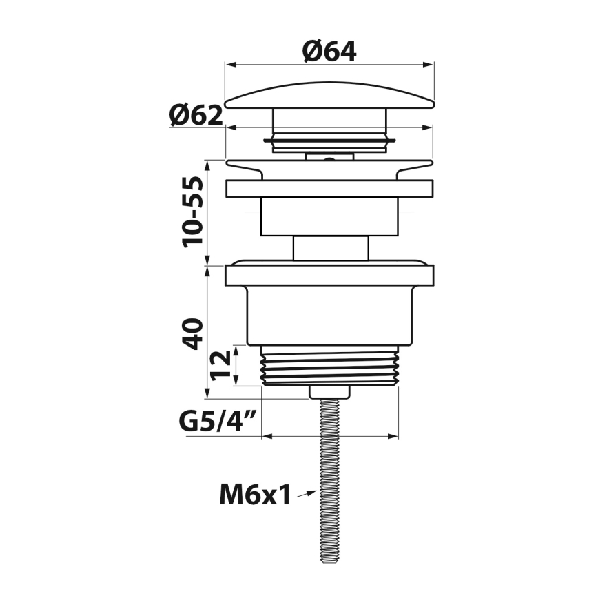 Bruckner - Allasjäte ilman ylivuotoa CLICK-CLACK halkaisija 6,4 cm kiiltävä kromi