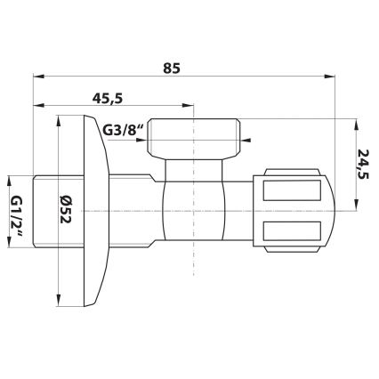 Bruckner - Kulmakaraventtiili kiiltävä kromi