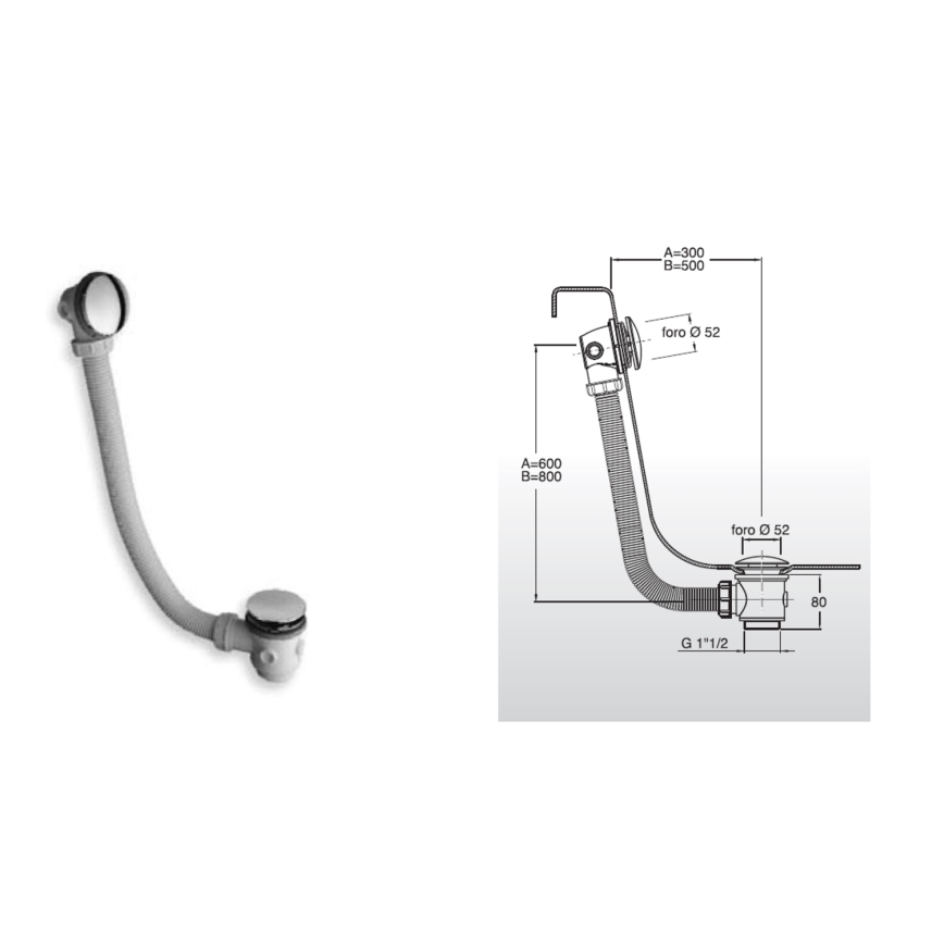 Bruckner - Kylpysetti CLICK-CLACK valkoinen/kiiltävä kromi