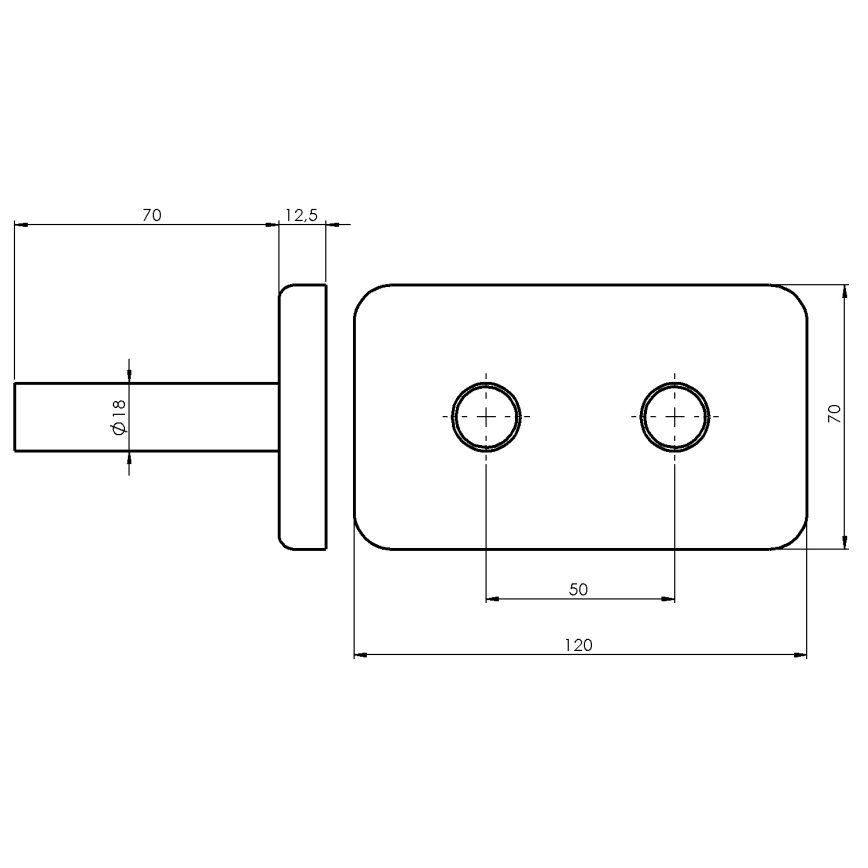 Bruckner - Peitelevy keskiliitännälle WICHER kiiltävä kromi