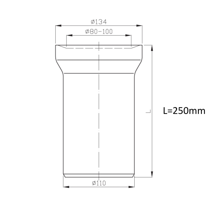 Bruckner - Straight toilet pan connector 25 cm valkoinen