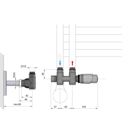 Bruckner - Termostaattinen liitäntäsarja keskusliitäntään WICHER COMBI valkoinen