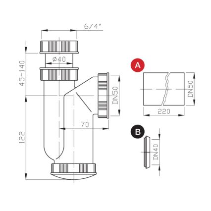 Bruckner - Tiskialtaan pyydys DN50 valkoinen