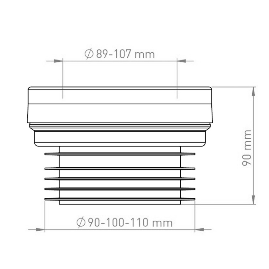 Bruckner - WC-jätteen mansetti kiinteä, keskeinen musta/valkoinen