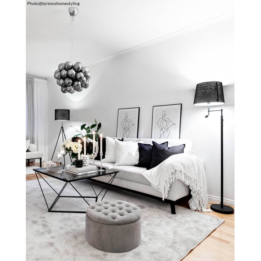 ByRydens - LED-lattiavalaisin ORLANDO 1x E27/5W/230V + integroitu LED/3W, musta, halkaisija 36 cm