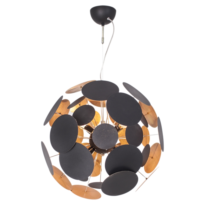 ByRydens - Kattokruunu johdossa PLANET 4xE14/5W/230V musta/kulta halkaisija 50 cm