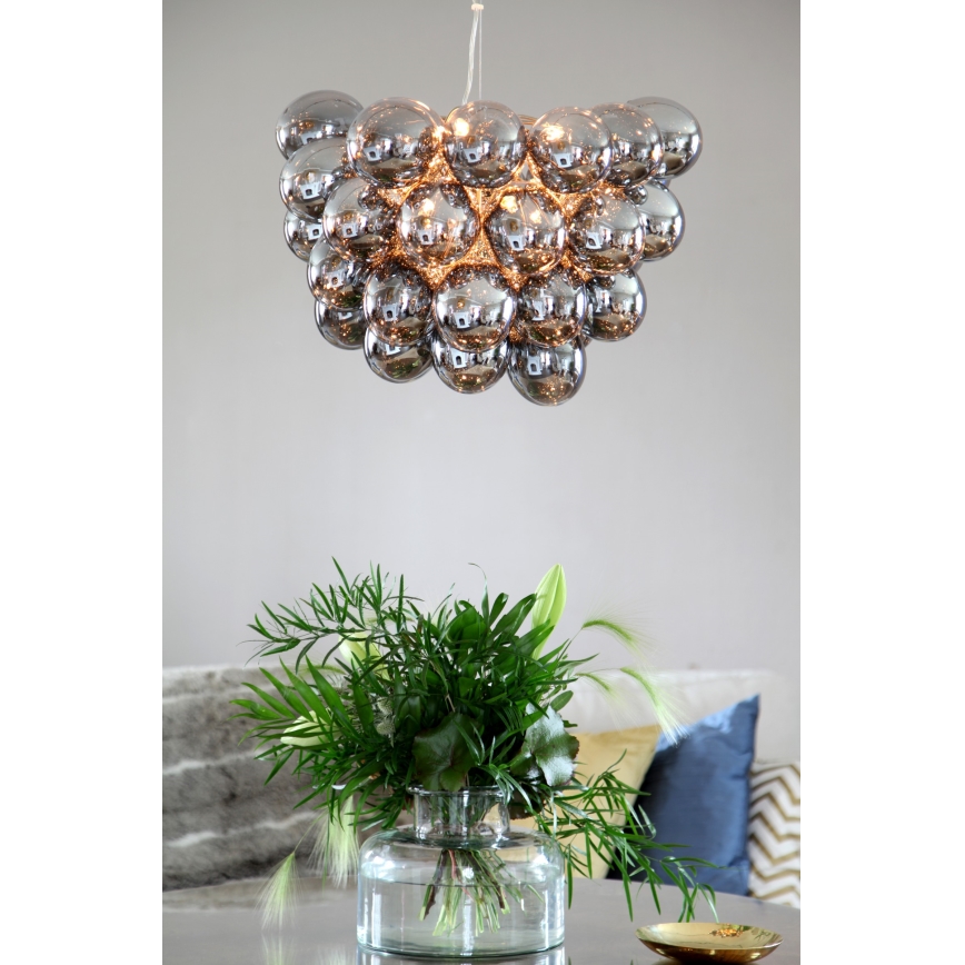 ByRydens - Kattokruunu johdossa GROSS 8xG9/4W/230V savuinen/musta halkaisija 50 cm