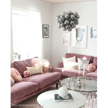 ByRydens - Kattokruunu johdossa GROSS 8xG9/4W/230V savuinen/musta halkaisija 50 cm