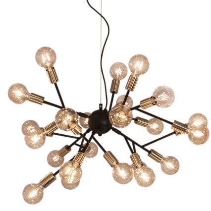 ByRydens - Kattokruunu johdossa HEROES 24xE27/5W/230V musta halkaisija 80 cm