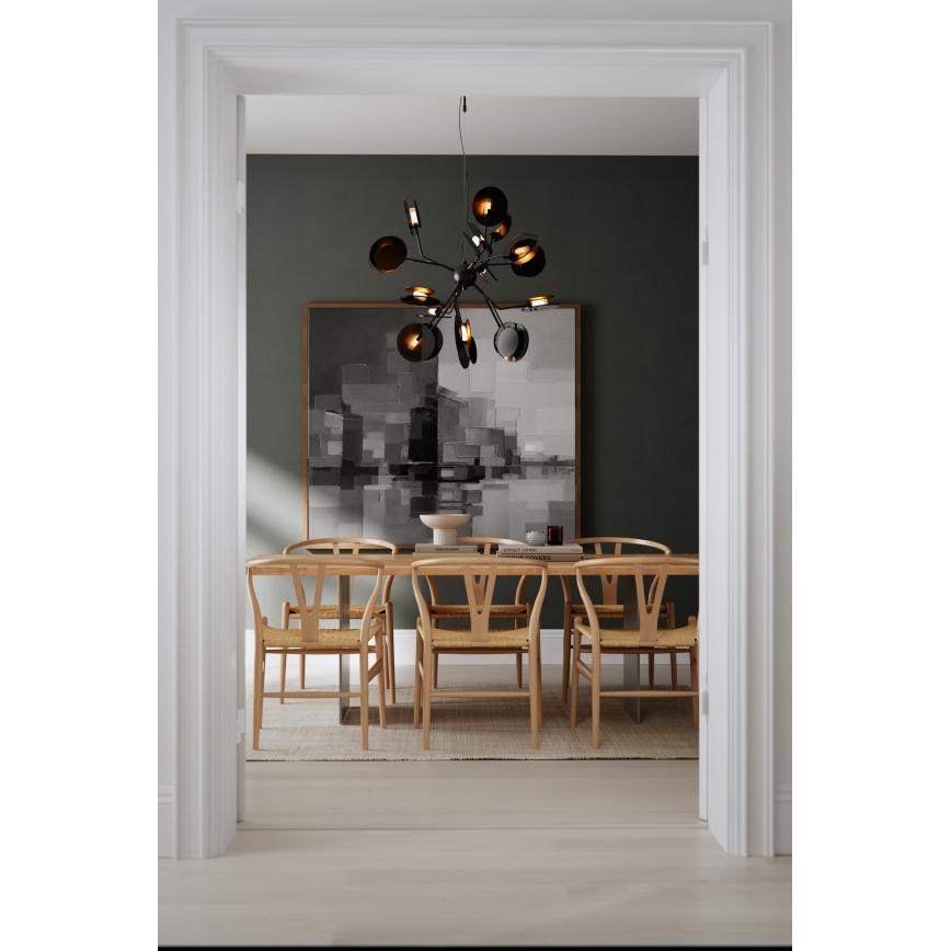 ByRydens - Kattokruunu johdossa TURNO 18xG9/4W/230V kulta/musta halkaisija 80 cm