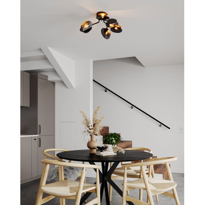 ByRydens - Kiinteä kattokruunu TURNO 6xG9/4W/230V kulta/musta