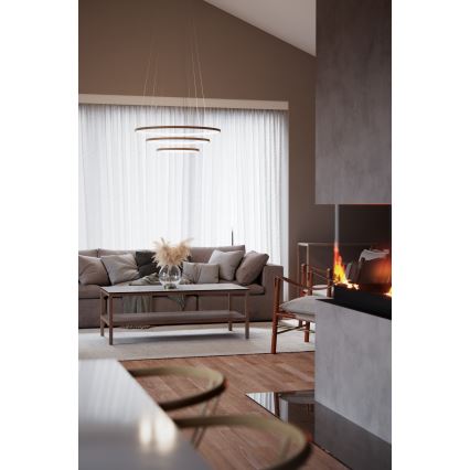 ByRydens - LED-riippuvalaisin vaijerilla TRIONE LED/45W/230V beige Ø 80 cm