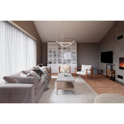 ByRydens - LED-riippuvalaisin vaijerilla TRIONE LED/45W/230V beige Ø 80 cm