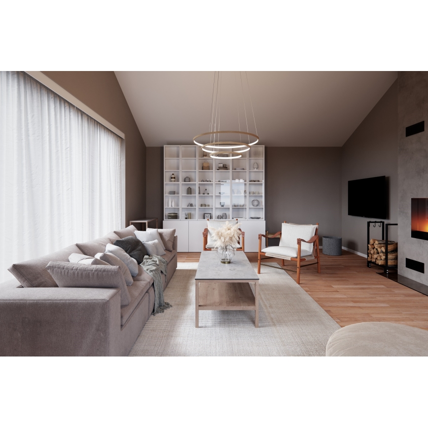 ByRydens - LED-riippuvalaisin vaijerilla TRIONE LED/45W/230V beige Ø 80 cm