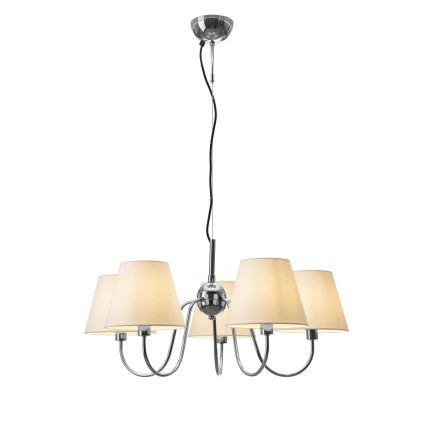 ByRydens - LYNF riippuvalaisin vaijerilla 5xE14/8W/230V kiiltävä kromi/valkoinen