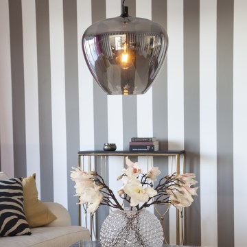 ByRydens - Kattokruunu johdossa BELLISSIMO 1xE27/8W/230V savuinen/musta halkaisija 40 cm