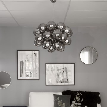 ByRydens - Kattokruunu johdossa GROSS GRANDE 8xG9/4W/230V savuinen/musta halkaisija 62 cm