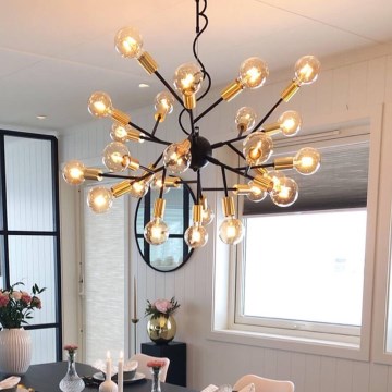 ByRydens - Kattokruunu johdossa HEROES 24xE27/5W/230V musta halkaisija 80 cm