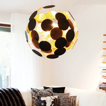 ByRydens - Kattokruunu johdossa PLANET 4xE14/5W/230V musta/kulta halkaisija 50 cm