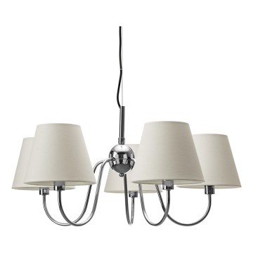 ByRydens - LYNF riippuvalaisin vaijerilla 5xE14/8W/230V kiiltävä kromi/valkoinen