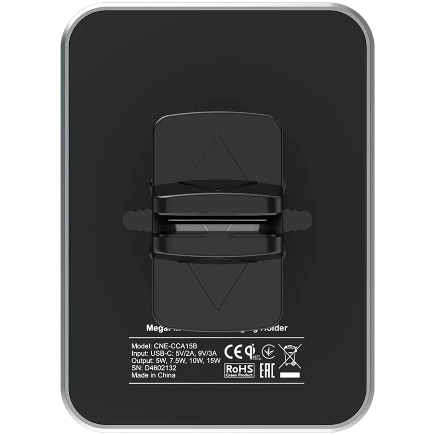 Canyon - Auton magneettinen puhelinteline, jossa Qi 5V langaton lataus, musta, kulmikas