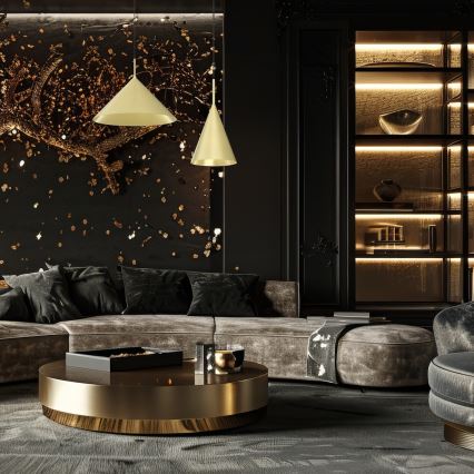 CAPITAL-riippuvalaisin lankaripustuksella 1xGX53/15W/230V Ø 17 cm, kullanvärinen