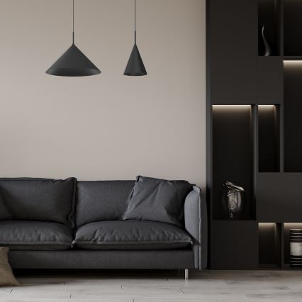 CAPITAL-riippuvalaisin vaijerilla 1xGX53/15W/230V halkaisija 46 cm musta