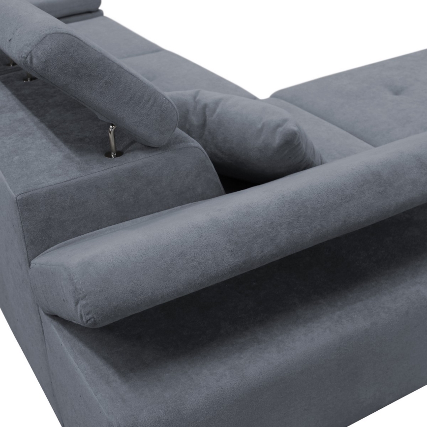 CASTELO L-muotoinen vasenkätinen kulmasohva, vuoteeksi avattava ja säilytystilalla, tummanharmaa