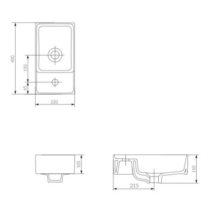 Cersanit K114-004 - Pöytätasolle asennettava pesuallas CREA 22x40 cm keramiikka/kiiltävä valkoinen