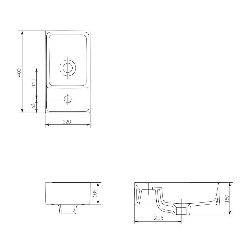 Cersanit K114-004 - Pöytätasolle asennettava pesuallas CREA 22x40 cm keramiikka/kiiltävä valkoinen
