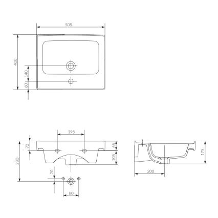 Cersanit K114-005 - Upotettava pesuallas CREA 40x50,5 cm keramiikka/kiiltävä valkoinen