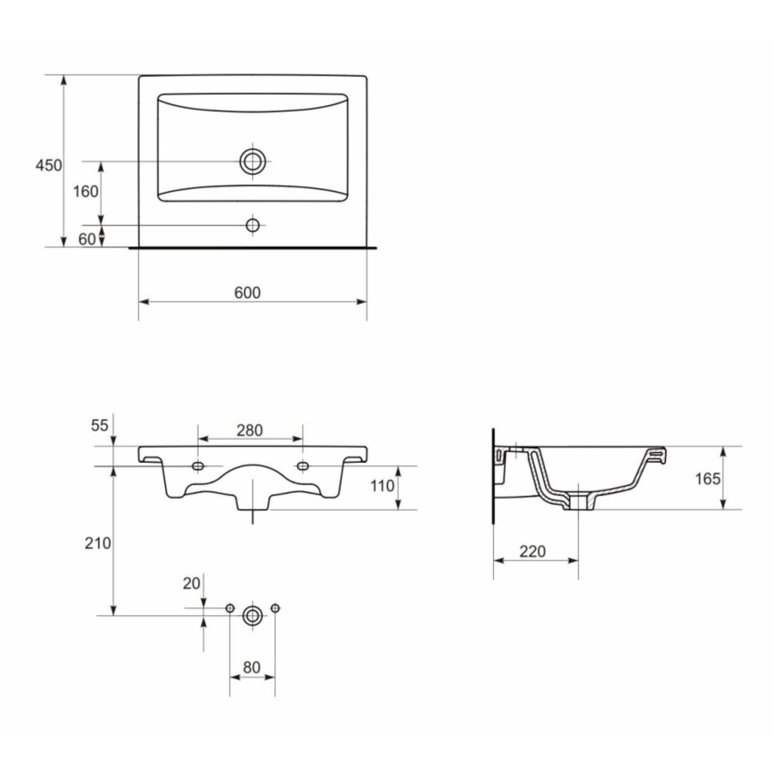 Cersanit K32-003-ECO - COMO upotettava pesuallas 45x60 cm keraami/kiiltävä valkoinen