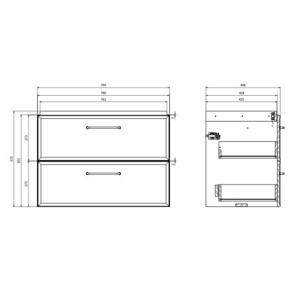 Cersanit S1017-003 - Seinään kiinnitettävä kylpyhuoneen allaskaappi MILLE 80x45 cm musta