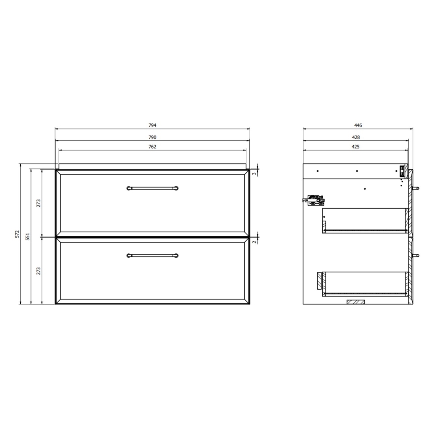 Cersanit S1017-003 - Seinään kiinnitettävä kylpyhuoneen allaskaappi MILLE 80x45 cm musta