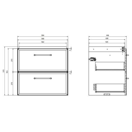 Cersanit S1021-002 - MILLE 60x45 cm seinään asennettava allaskaappi, musta