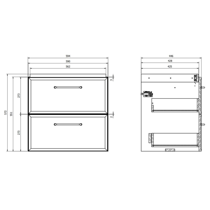 Cersanit S1021-003 - Seinään asennettava kylpyhuoneen allaskaappi MILLE 60x45 cm mintunvihreä