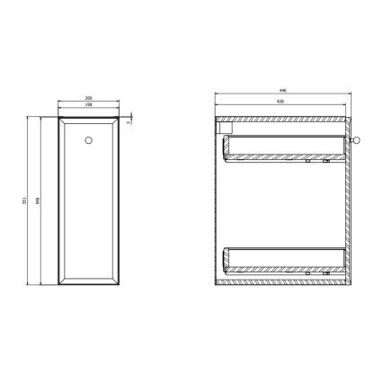 Cersanit S1022-008 - MILLE seinään asennettava kylpyhuonekaappi 20x45 cm, mintunvihreä