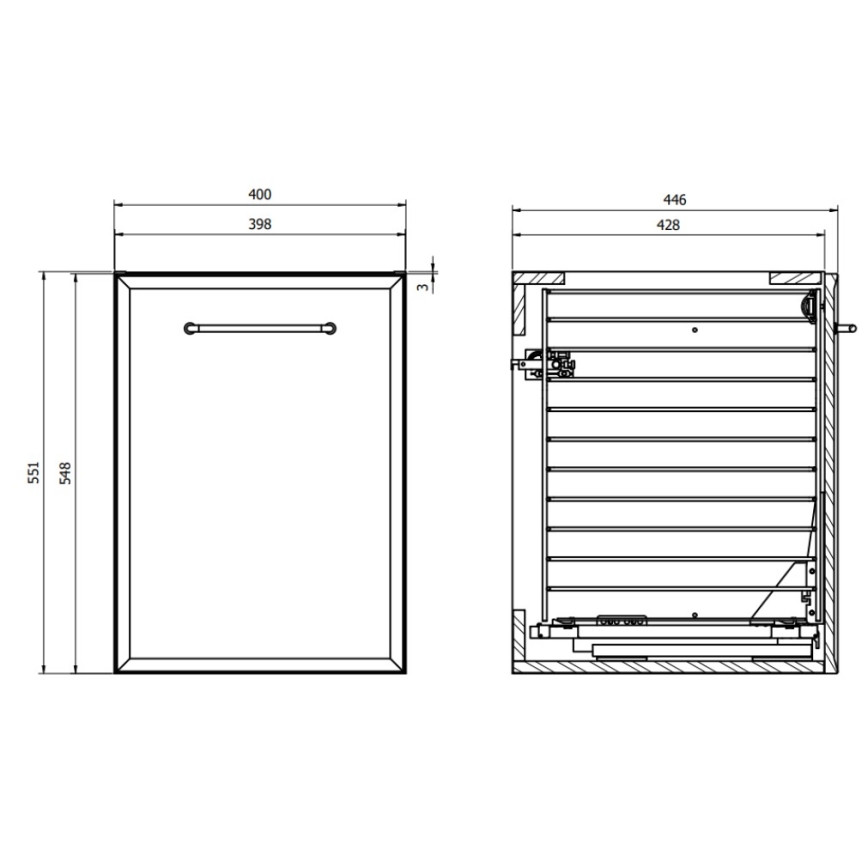 Cersanit S1022-010 - seinälle asennettava kylpyhuonekaappi pyykkikorilla MILLE 40x45 cm mintunvihreä
