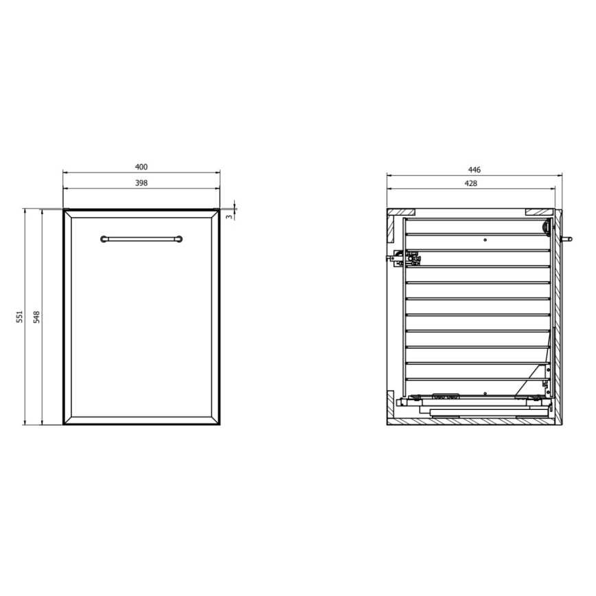 Cersanit S1022-011 - MILLE kylpyhuoneen seinäkaappi pyykkikorilla 40x45 cm, valkoinen
