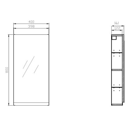 Cersanit S590-030 - Peilikaappi MODUO kylpyhuoneeseen 80x40 cm