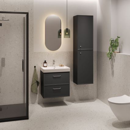 Cersanit S590-100 - Seinään asennettava kylpyhuoneen allaskaappi MILLE SLIM 60x38 cm musta