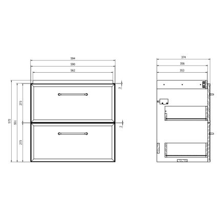Cersanit S590-100 - Seinään asennettava kylpyhuoneen allaskaappi MILLE SLIM 60x38 cm musta