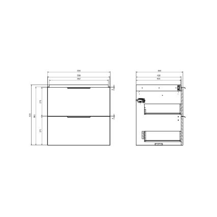 Cersanit S598-045-DSM - Seinäasennettava kylpyhuoneen pesualtaan alakaappi MALIKA 60×45 cm, tammi